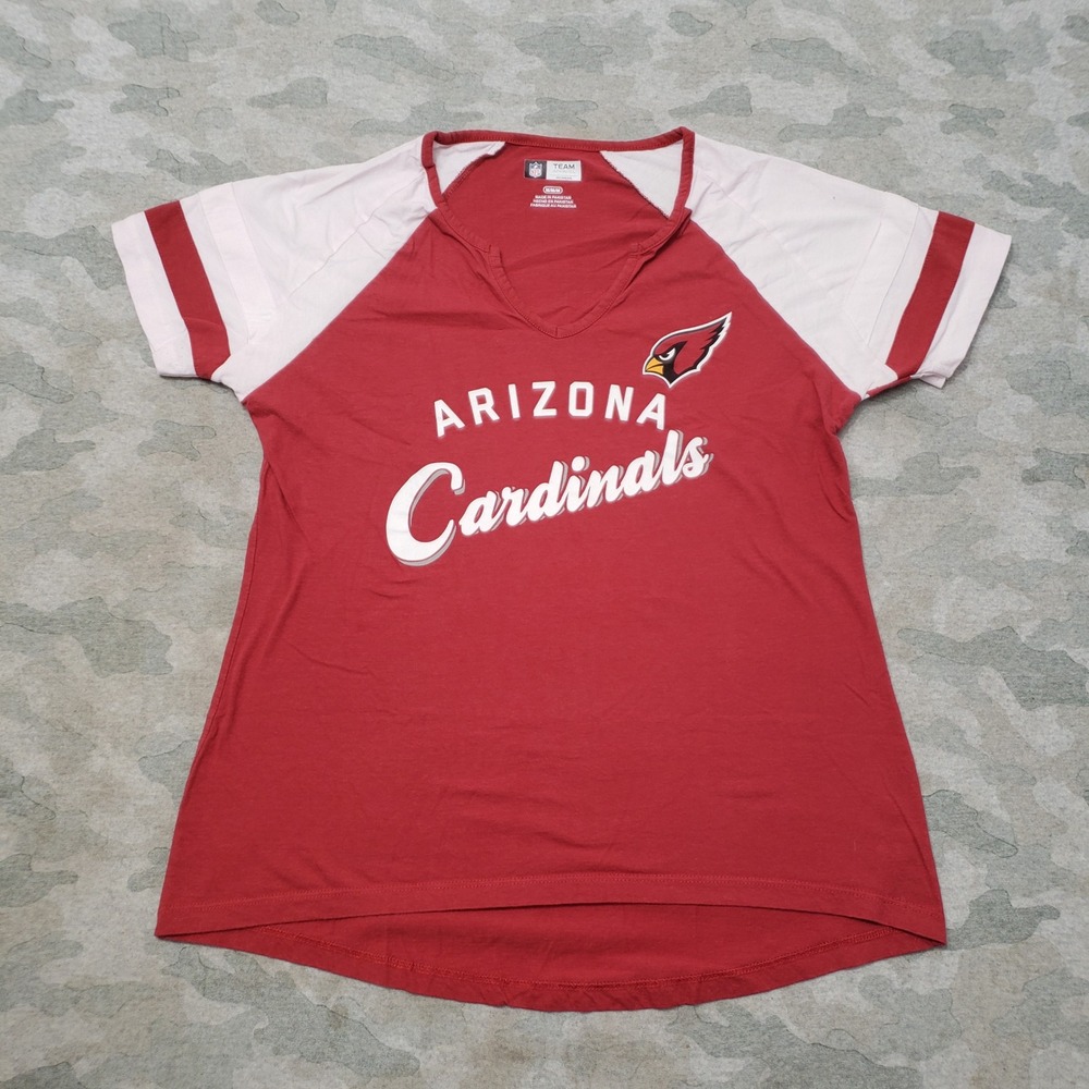 Arizona Cardinals NFL Team Apparel Top Women Medium Red V-Neck Short Sleeve